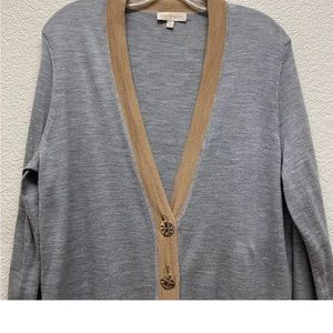 TORY BURCH Boyfriend Simone Button Up V-neck Merino Wool Cardigan Sweater Medium